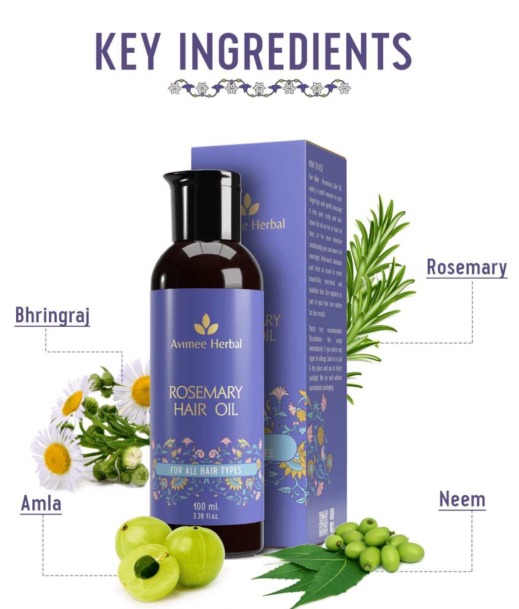Avimee Herbal Rosemary Hair Care Routine Combo: Rosemary Water Spray & Rosemary Hair Oil | Grocsy