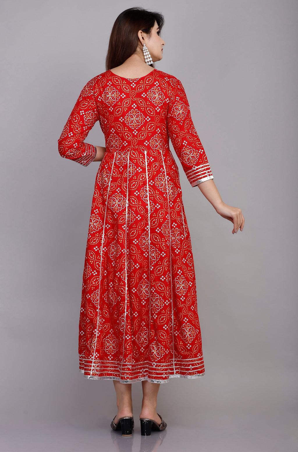 VOJ Women's Red Rayon Embroidered & Printed Anarkali Kurta | Grocsy