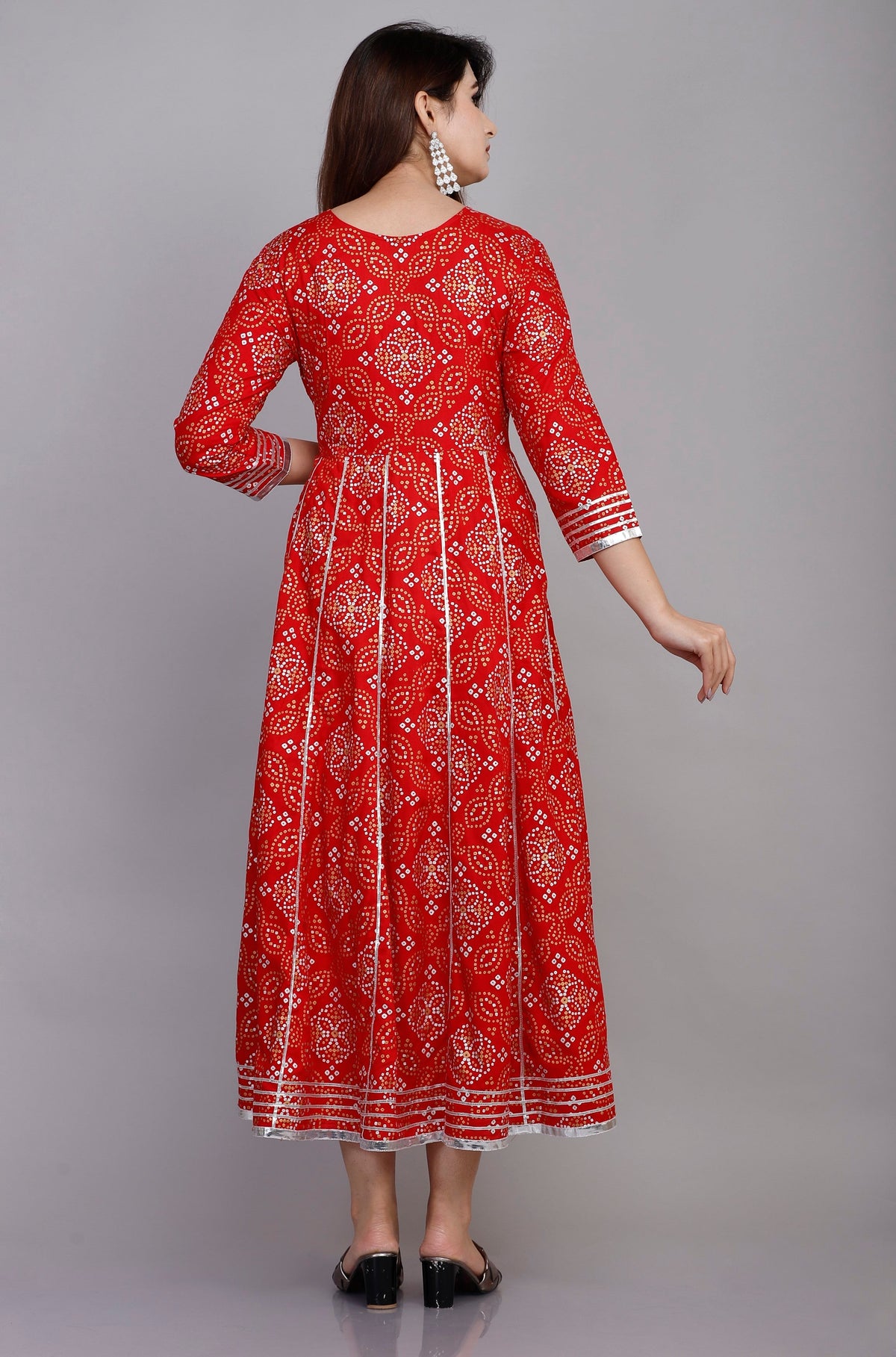 VOJ Women's Red Rayon Embroidered & Printed Anarkali Kurta | Grocsy
