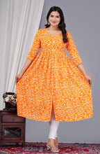 VOJ Women's Orange Rayon Floral Printed Frontsilt Anarkali Kurta | Grocsy