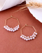 VOJ Women Gold-Polished Peral Hoop Earrings