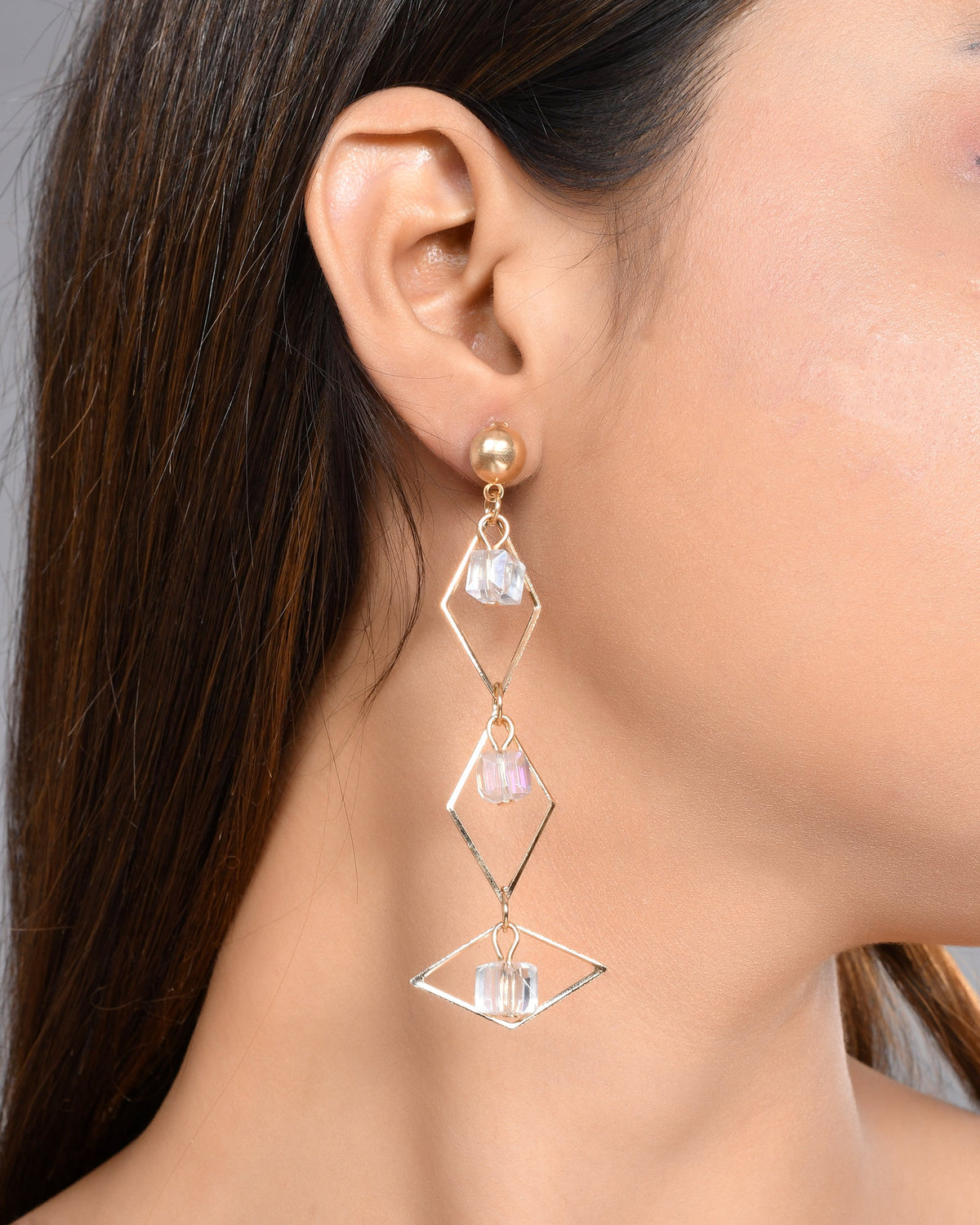 VOJ Women Gold-Polished Flower Beads Drop Studs Earrings | Grocsy