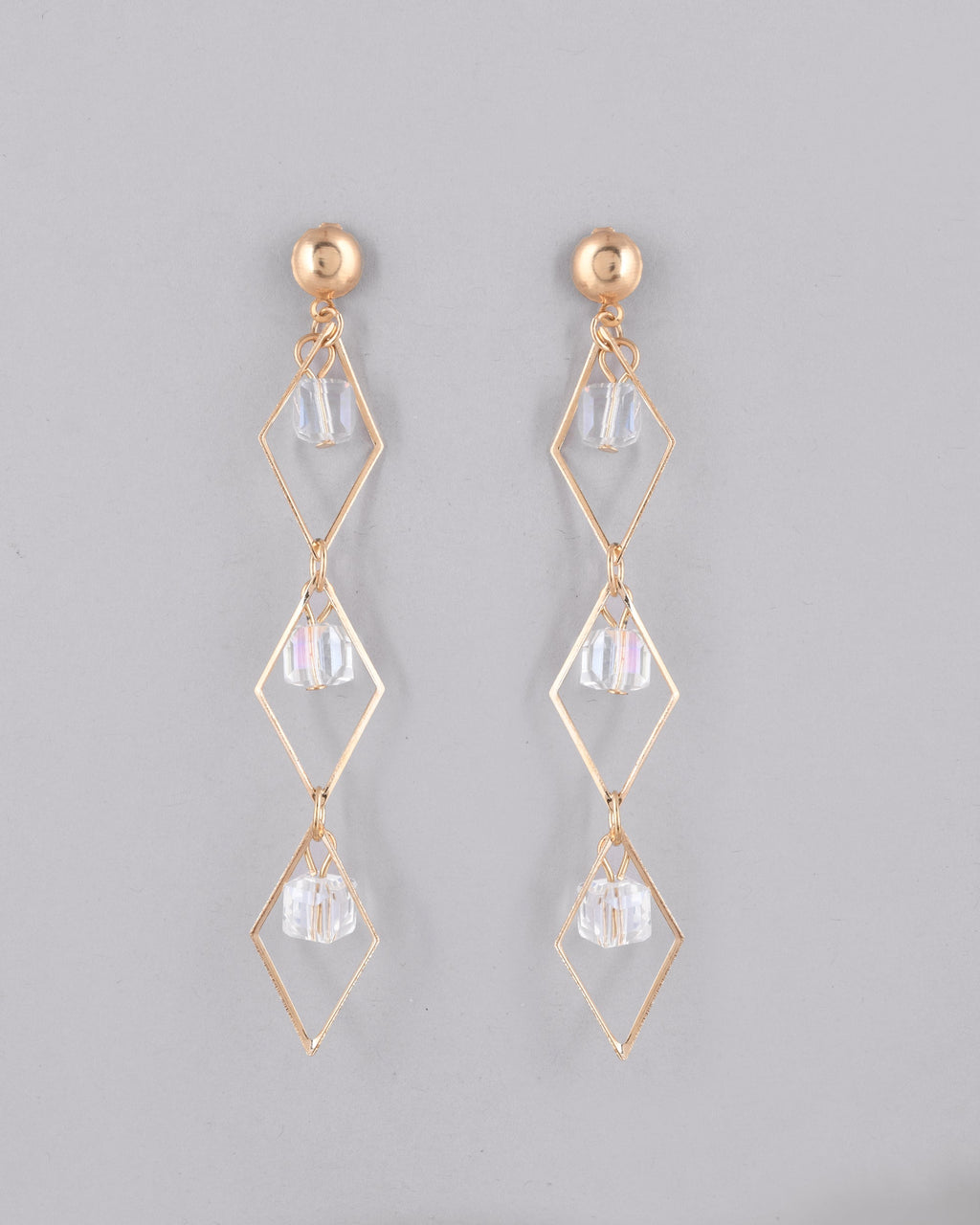 VOJ Women Gold-Polished Flower Beads Drop Studs Earrings | Grocsy
