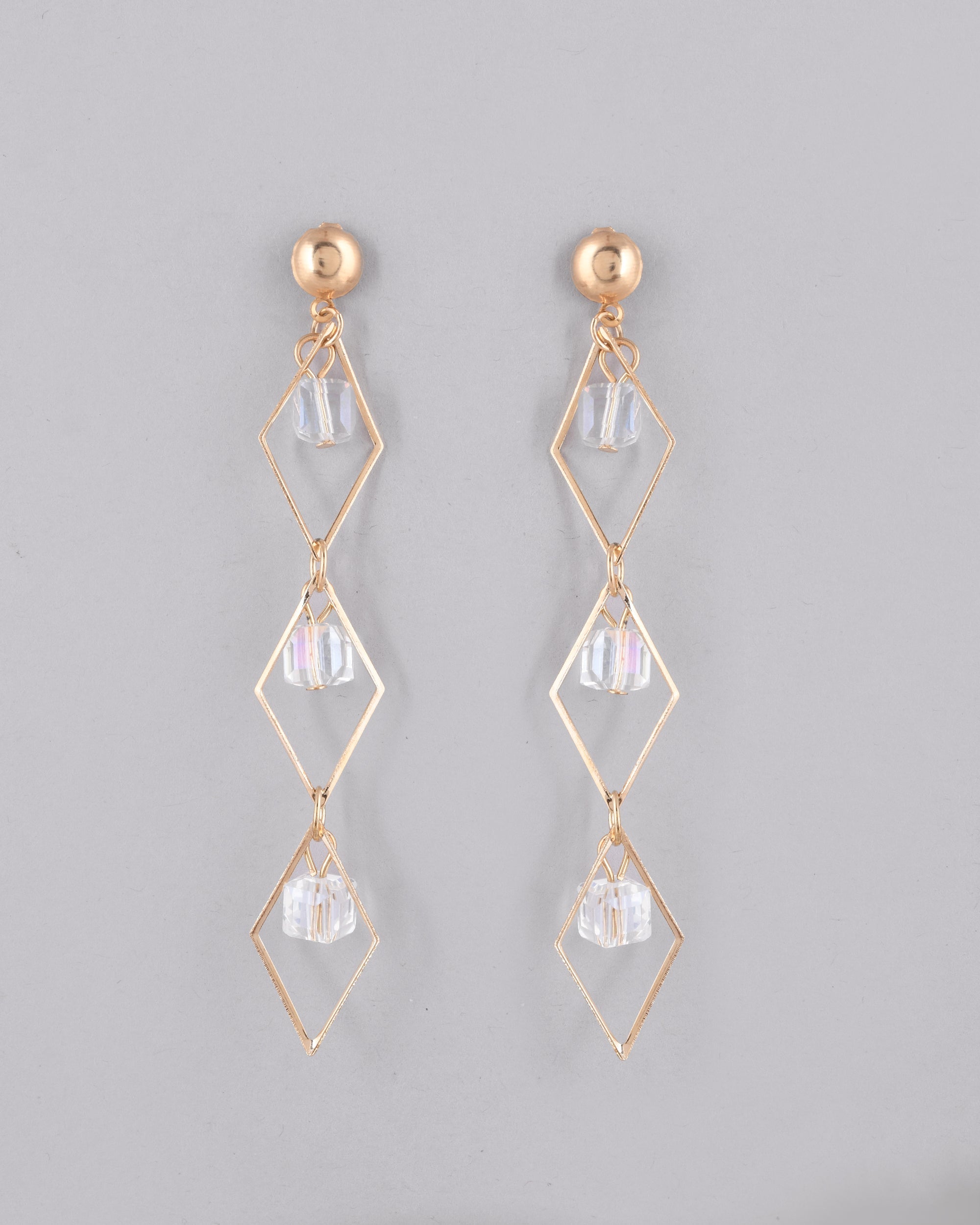 VOJ Women Gold-Polished Flower Beads Drop Studs Earrings | Grocsy