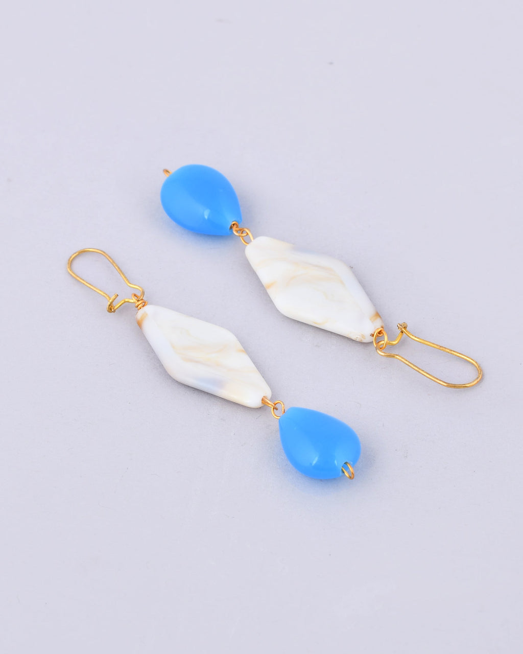 VOJ Women Sky Blue And White Beads Necklace And Earrings Set | Grocsy