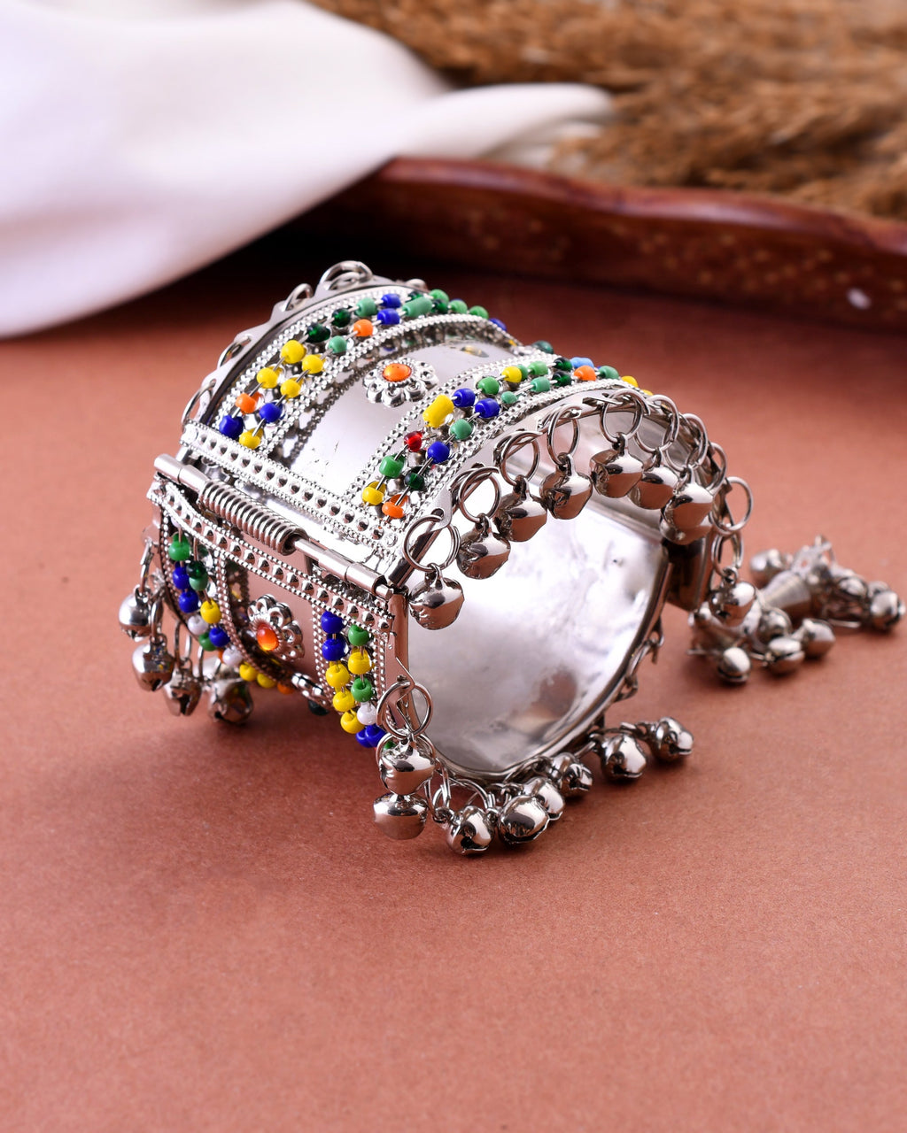 VOJ Women Multicolor Beads Oxidise Cuff Bracelet | Grocsy