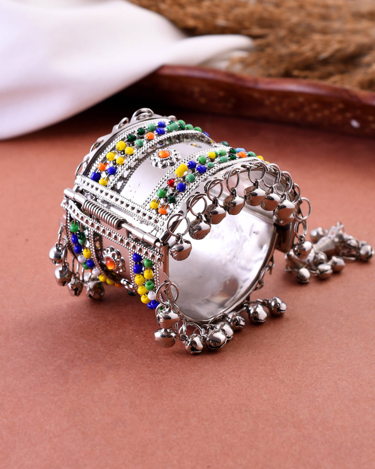 VOJ Women Multicolor Beads Oxidise Cuff Bracelet | Grocsy