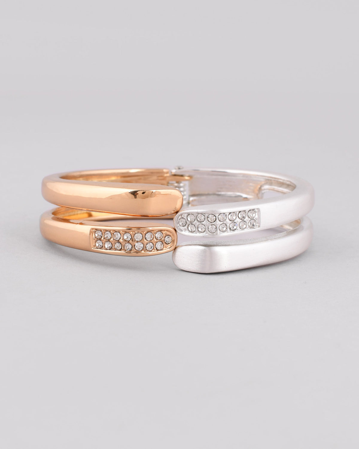 VOJ Women Stainless Steel Gold And Silver Polished Dimond Bracelet
