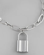 VOJ Mens Silver Plated Lock Bracelet
