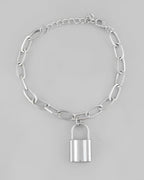 VOJ Mens Silver Plated Lock Bracelet