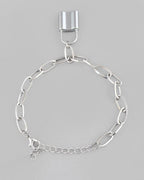 VOJ Mens Silver Plated Lock Bracelet