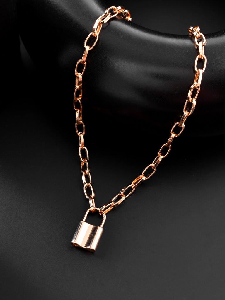 VOJ Mens Gold-Polished Lock Chain | Grocsy