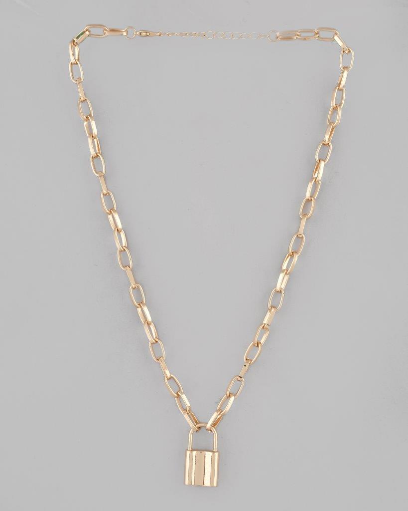 VOJ Mens Gold-Polished Lock Chain | Grocsy