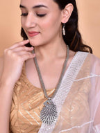 VOJ Women Oxidised Silver-Plated Peacock Jewellery Set | Grocsy