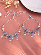 VOJ Pack of 2 Silver Plated Evel Eye Anklets | Grocsy