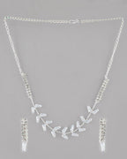 VOJ Silver Plated AD-Studded Necklace & Earrings Set | Grocsy