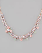 VOJ Rose Gold-Polished AD-Studded Necklace & Earrings | Grocsy