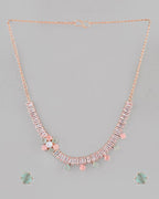 VOJ Rose Gold-Polished AD-Studded Necklace & Earrings | Grocsy