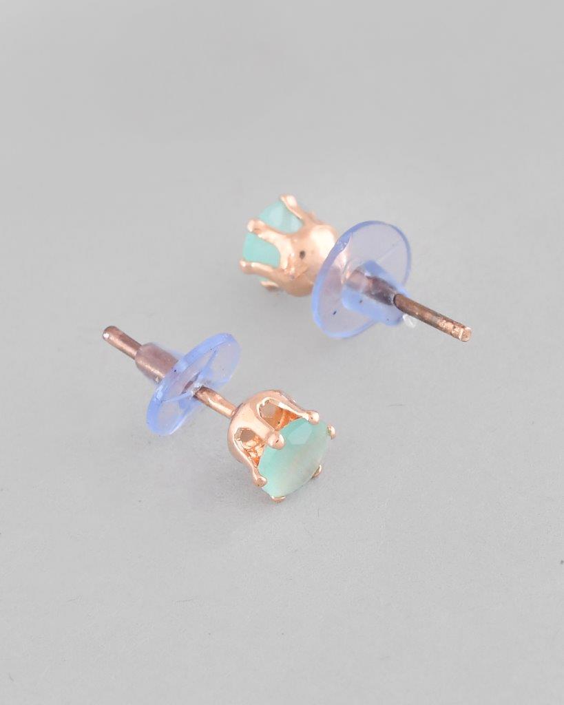 VOJ Rose Gold-Polished AD-Studded Necklace & Earrings | Grocsy