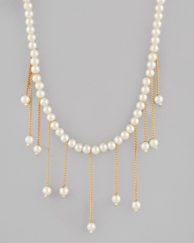 VOJ Gold-Polished Pearl Beads Necklace | Grocsy
