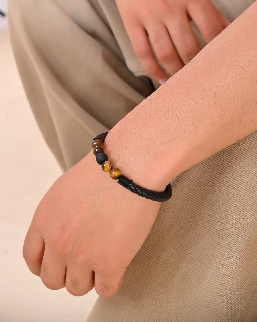 VOJ Men Leather Cuff Bracelet | Grocsy