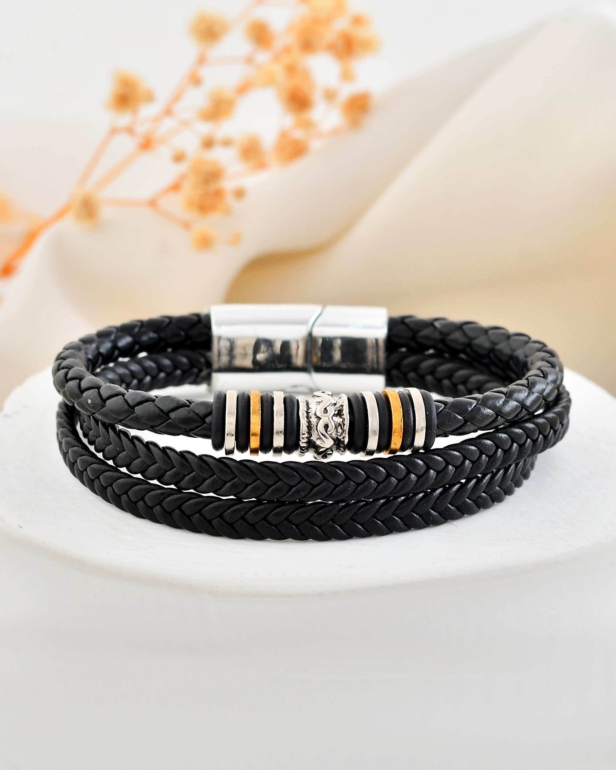 VOJ Men Leather Multistrand Bracelet | Grocsy