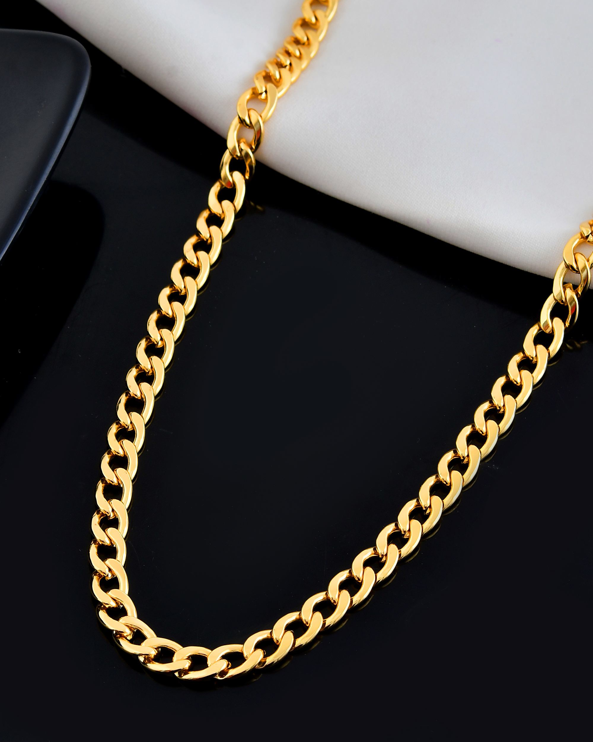 VOJ Gold Polished Stainless Steel Classic Linked Chain For Men | Grocsy