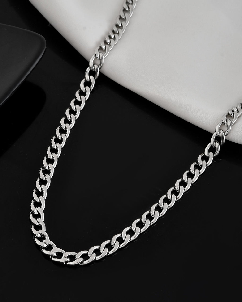 VOJ Silver Plated Stainless Steel Classic Linked Chain For Men | Grocsy