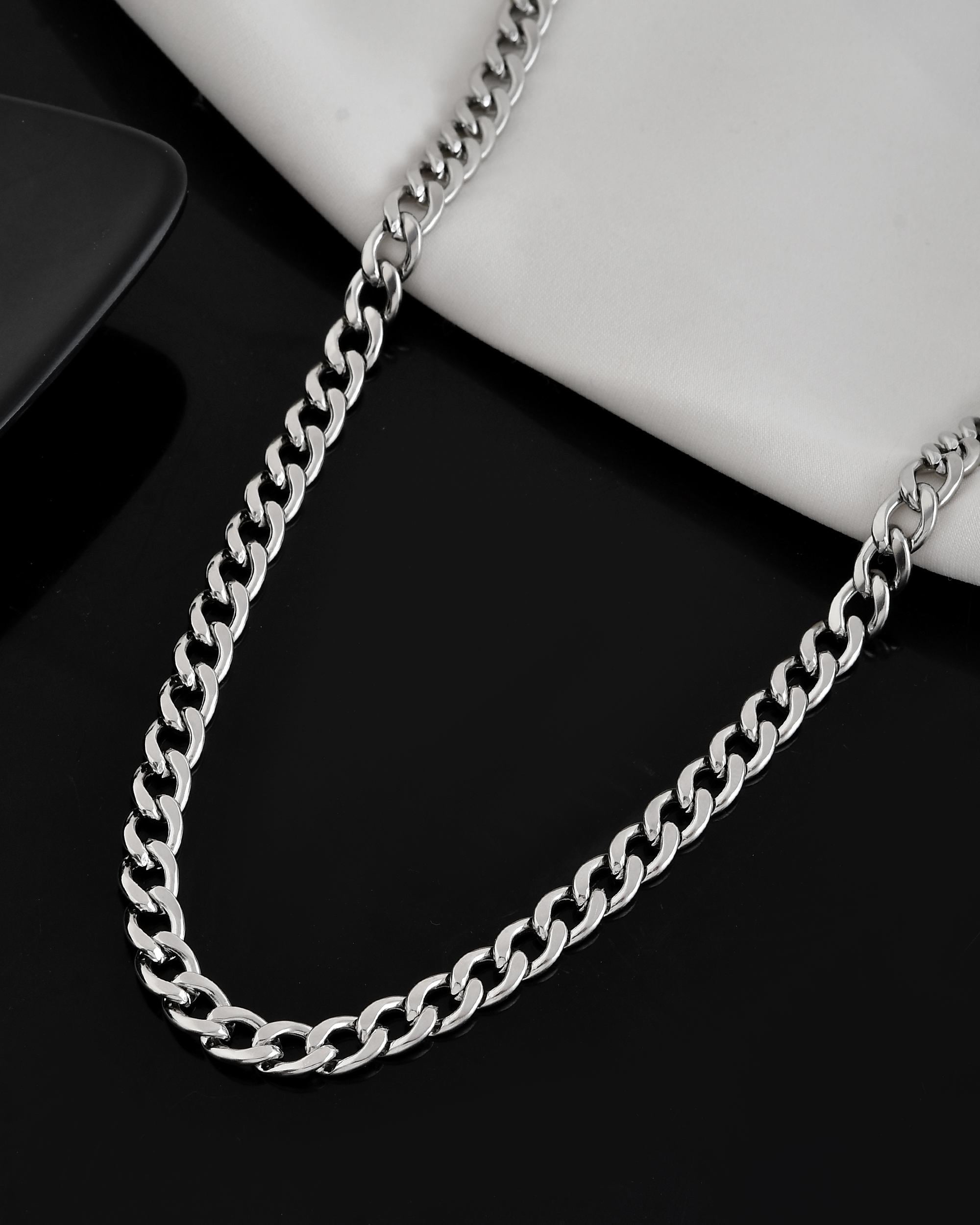 VOJ Silver Plated Stainless Steel Classic Linked Chain For Men | Grocsy