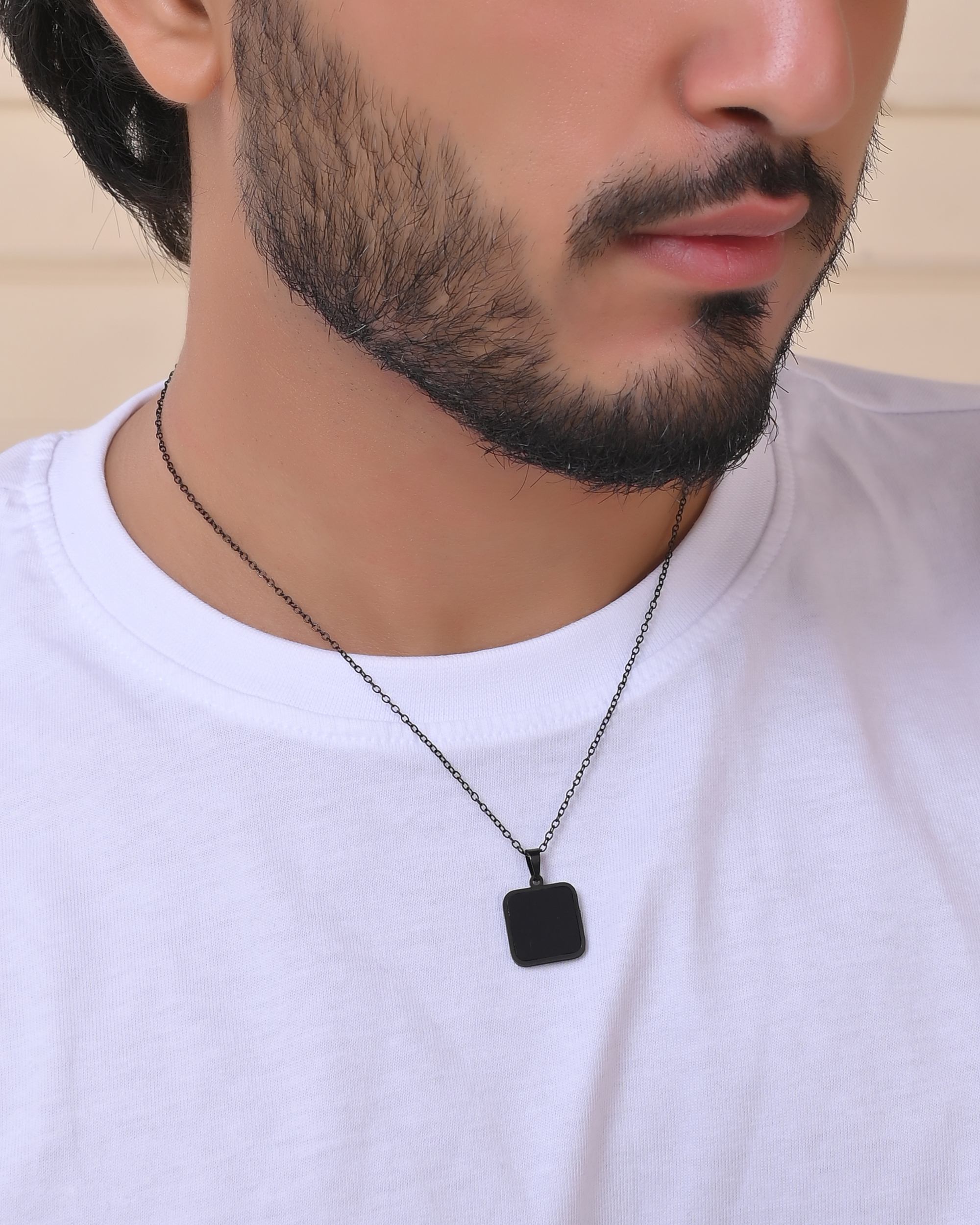 VOJ Men's Stainless Steel Chain With Square Shaped Pendant | Grocsy