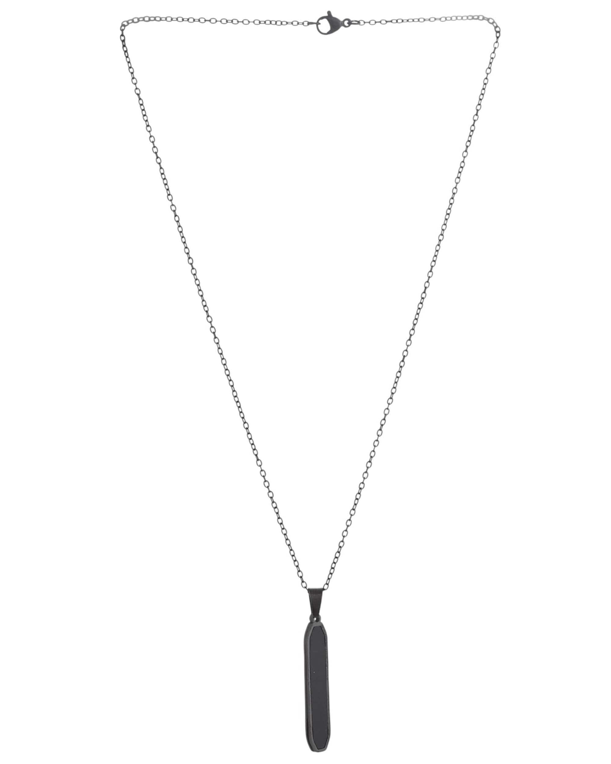 VOJ Men's Stainless Steel Chain With geometrical Shaped Pendant | Grocsy