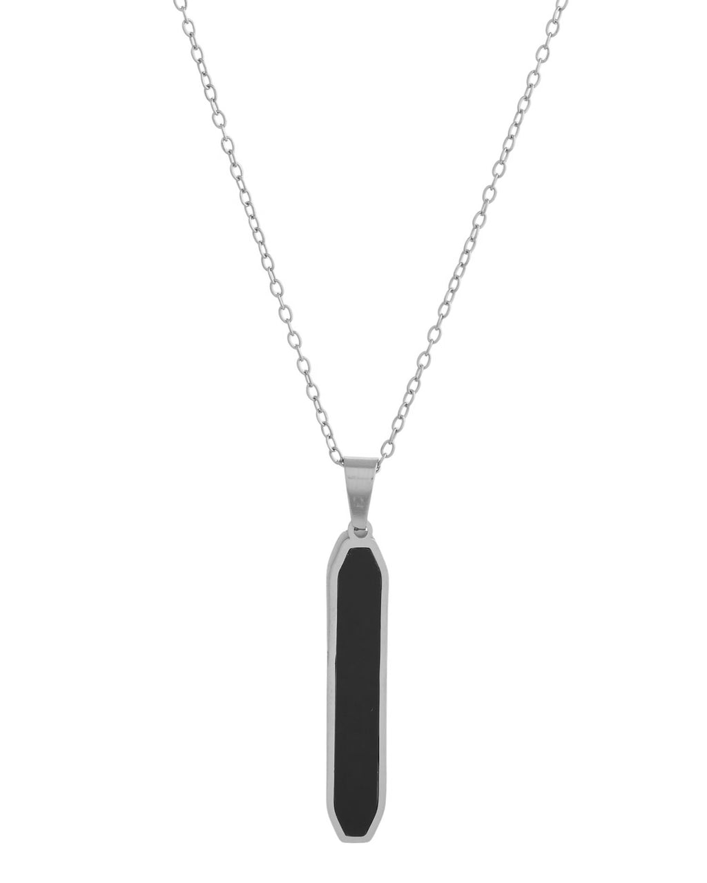 VOJ Men's Stainless Steel Silver Plated Chain With Geometrical Shaped Pendant | Grocsy