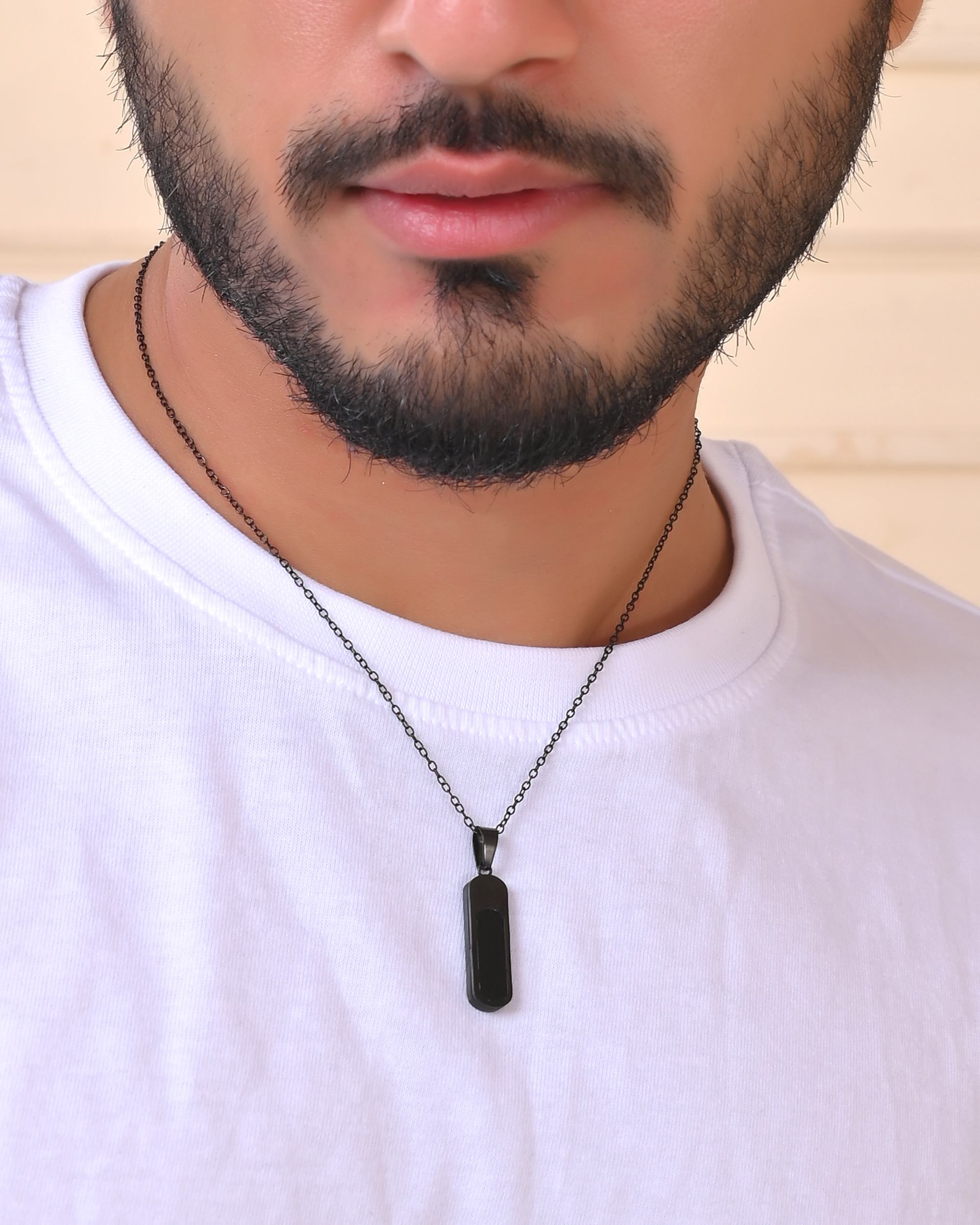 VOJ Men Stainless Steel Chain With Slab Pendant | Grocsy