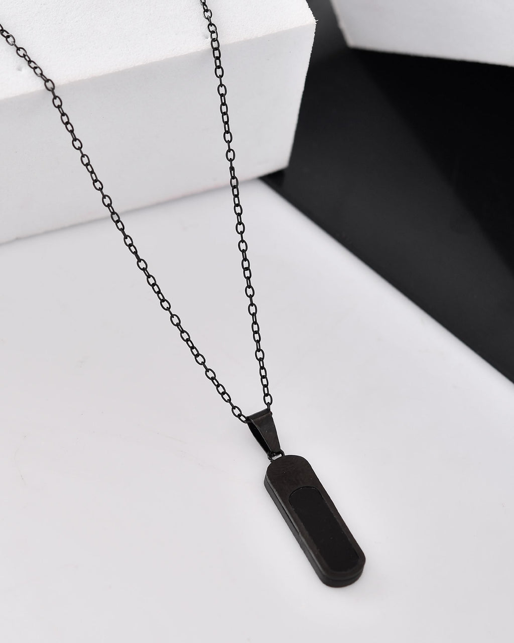 VOJ Men Stainless Steel Chain With Slab Pendant | Grocsy