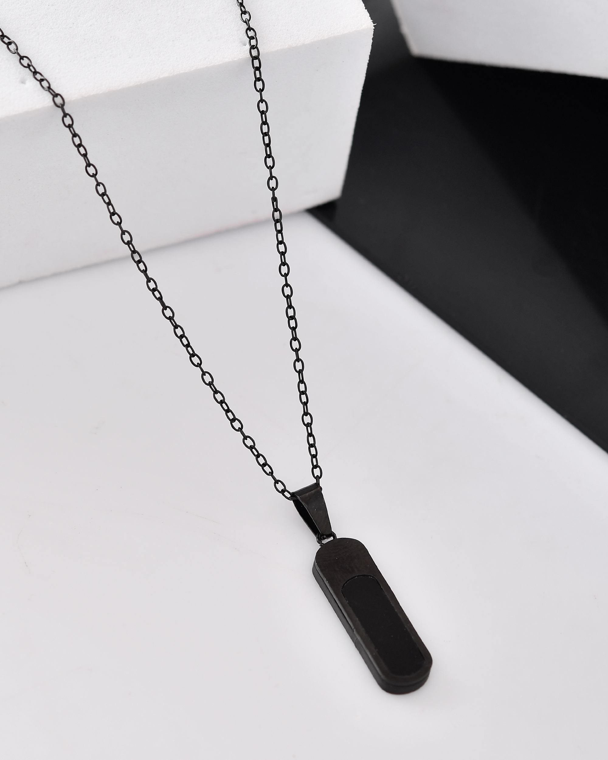 VOJ Men Stainless Steel Chain With Slab Pendant | Grocsy