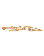 VOJ Set Of 2 Gold Polished Stone Studded Squares Shaped Bangles | Grocsy