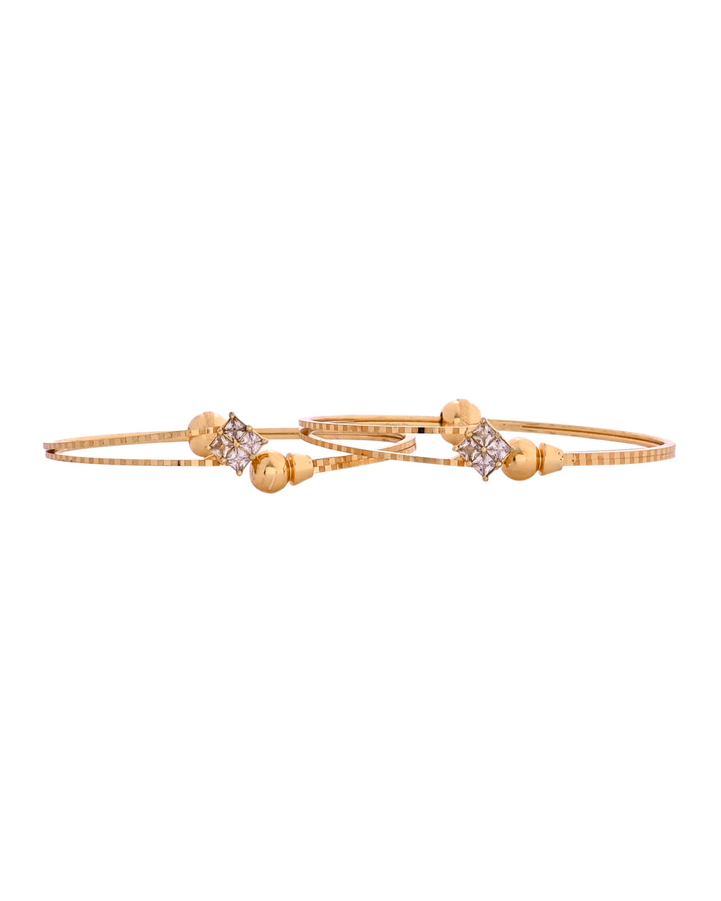 VOJ Set Of 2 Gold Polished Stone Studded Squares Shaped Bangles | Grocsy