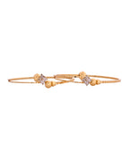 VOJ Set Of 2 Gold Polished Stone Studded Squares Shaped Bangles | Grocsy