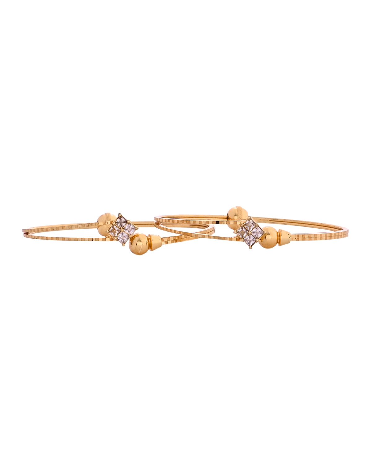 VOJ Set Of 2 Gold Polished Stone Studded Squares Shaped Bangles | Grocsy