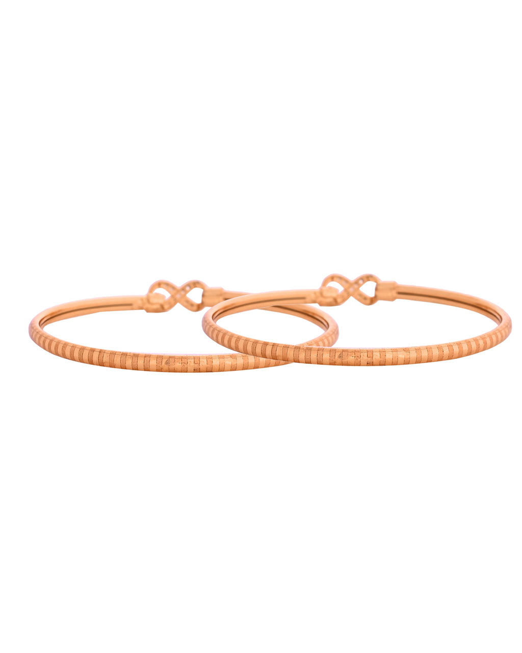 VOJ Set Of 2 Gold Polished AD Studded Infinite Shaped Bangles | Grocsy