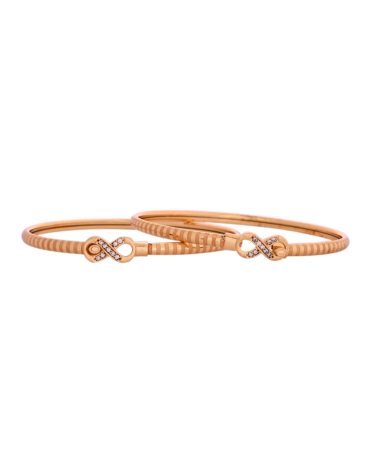 VOJ Set Of 2 Gold Polished AD Studded Infinite Shaped Bangles | Grocsy