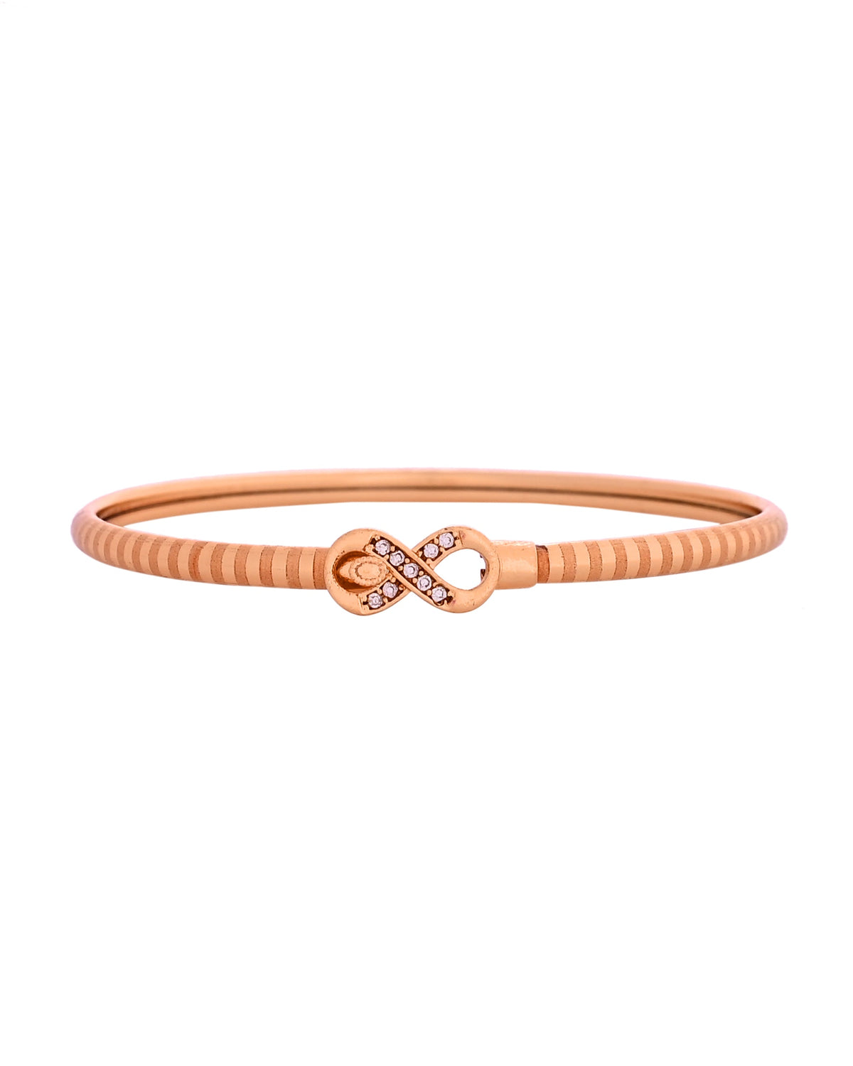 VOJ Set Of 2 Gold Polished AD Studded Infinite Shaped Bangles | Grocsy
