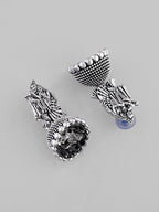 VOJ Kanha Studded Oxidised Silver Plated Contemporary Jhumka | Grocsy