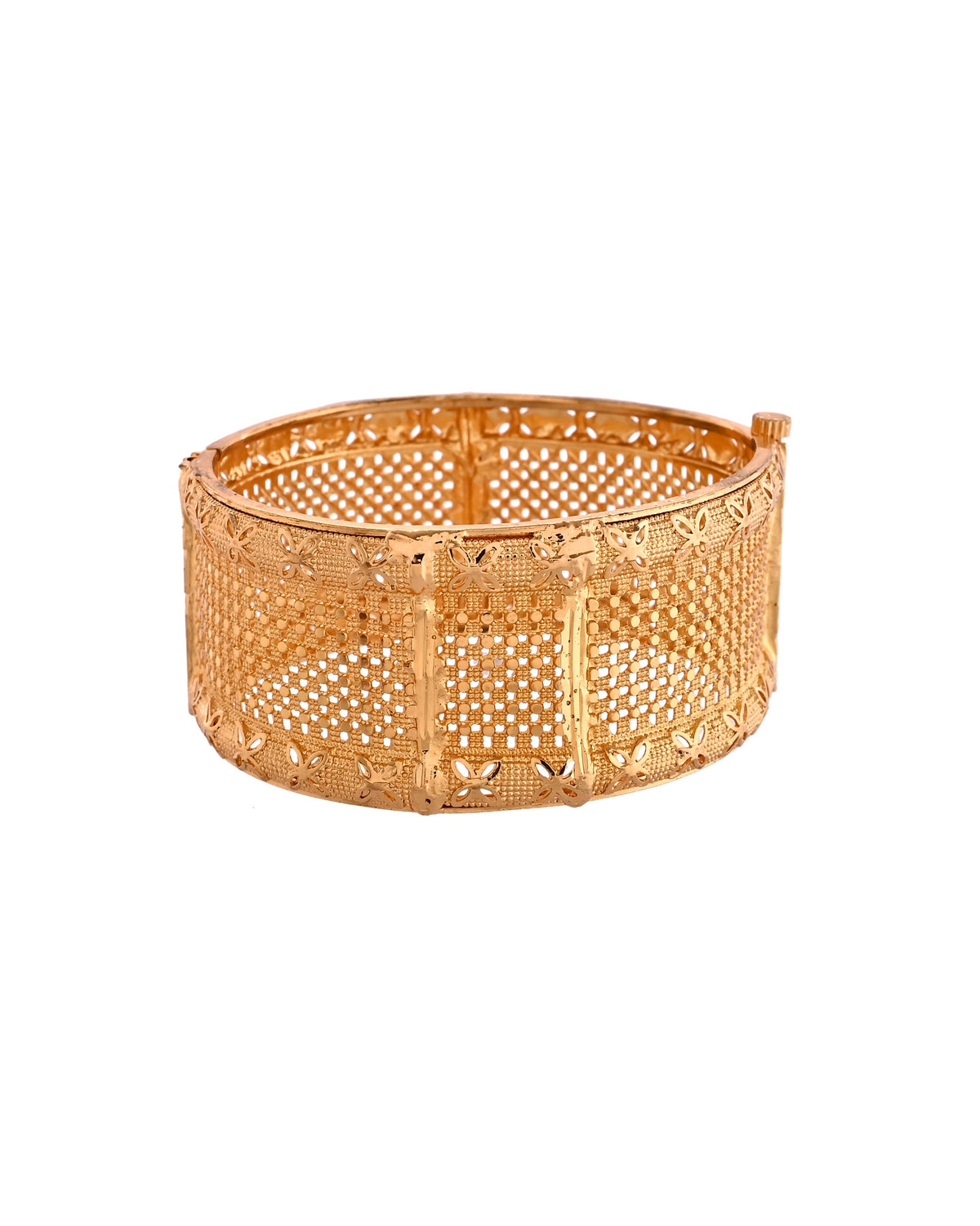 VOJ Set Of 2 Gold Polished Hand Crafted Bangles | Grocsy