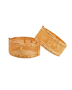 VOJ Set Of 2 Gold Polished Hand Crafted Bangles | Grocsy