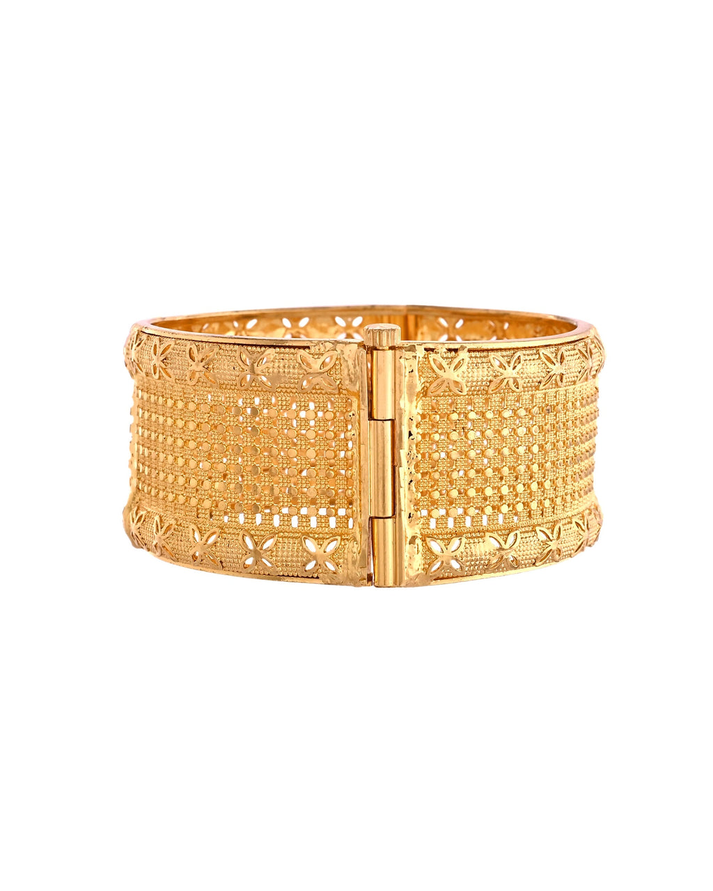 VOJ Set Of 2 Gold Polished Hand Crafted Bangles | Grocsy