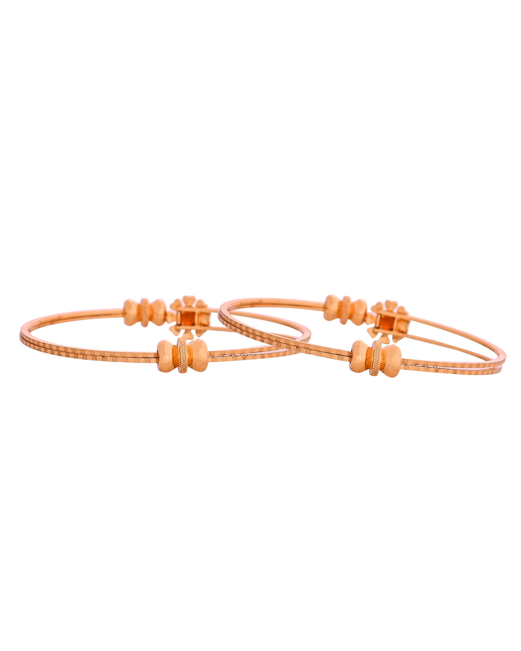 VOJ Set Of 2 Gold Polished Red Stone-Studded Bangles | Grocsy