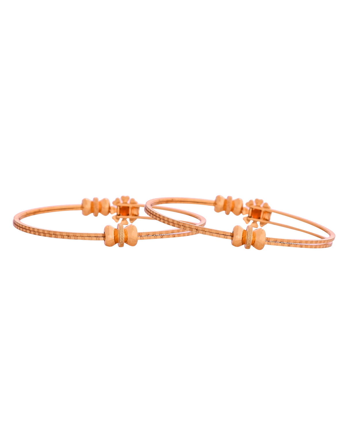 VOJ Set Of 2 Gold Polished Red Stone-Studded Bangles | Grocsy
