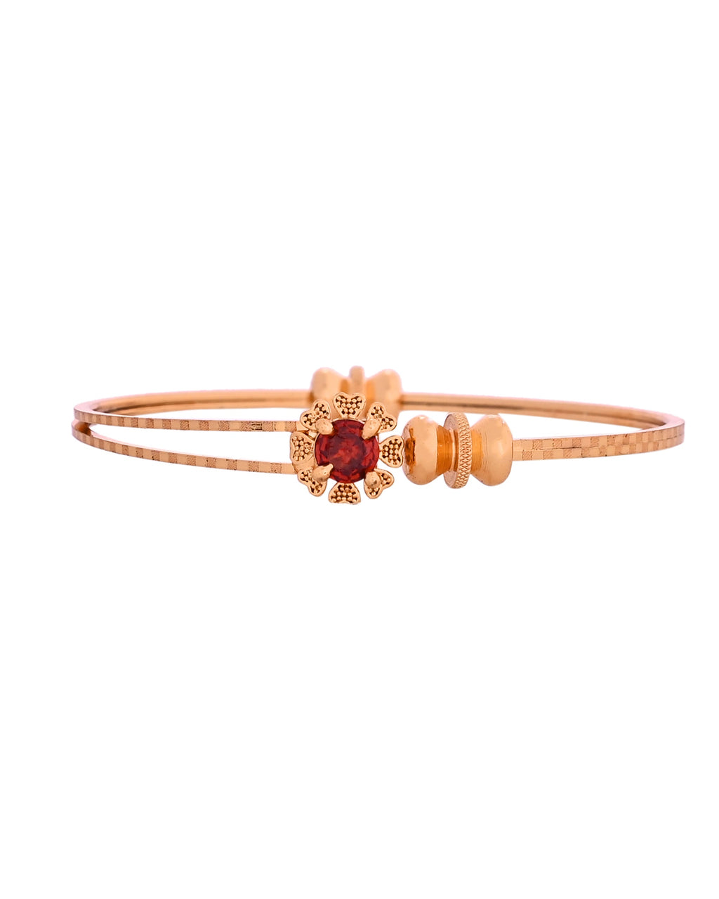 VOJ Set Of 2 Gold Polished Red Stone-Studded Bangles | Grocsy