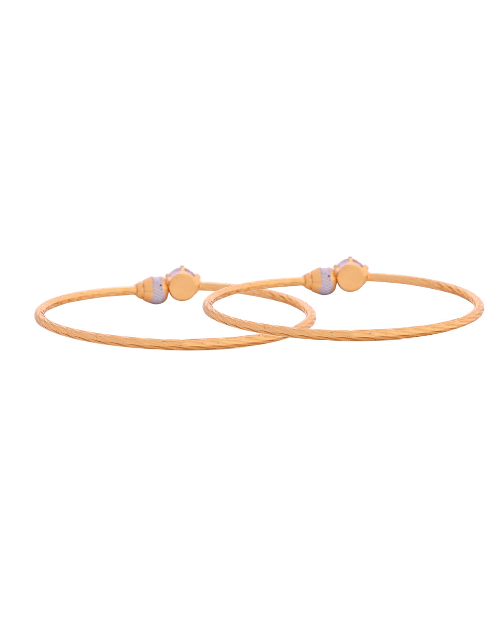 VOJ Set Of 2 Gold Polished Stone-Studded Bangles | Grocsy